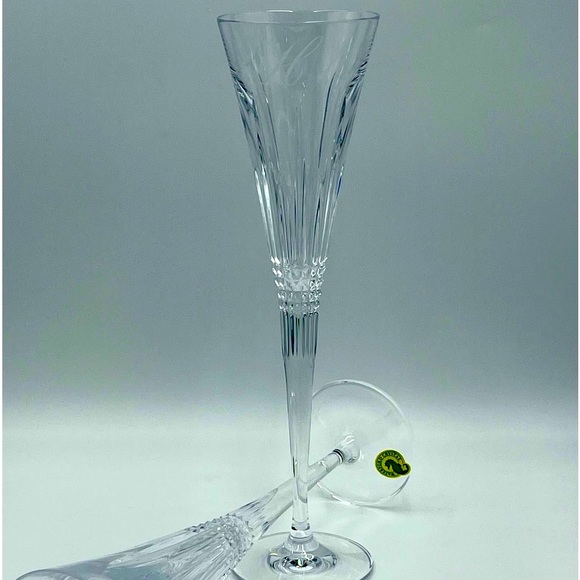 Waterford Lismore Diamond Monogram Letter "H”- Crystal Champagne Toasting Flutes - Picture 15 of 16